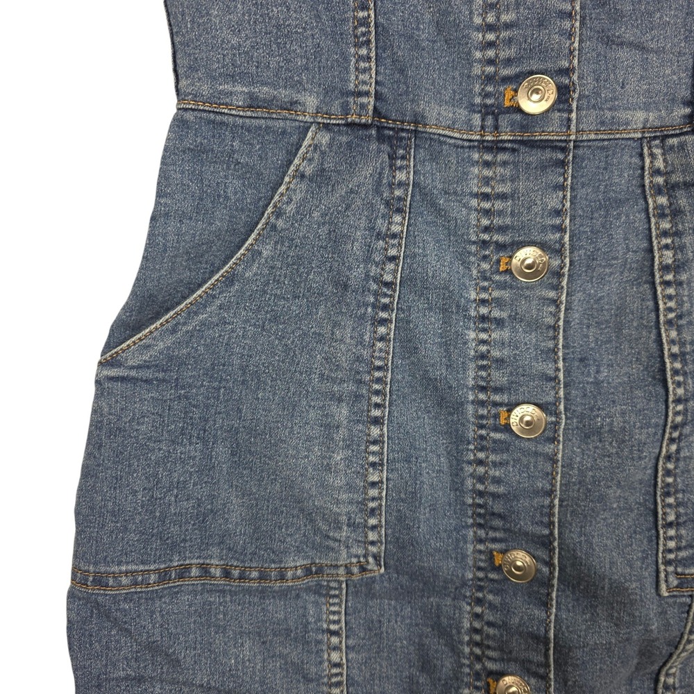 Divided H&M Jumper Dress Women 4 Blue Jean Button Front Mini - Picture 3 of 7